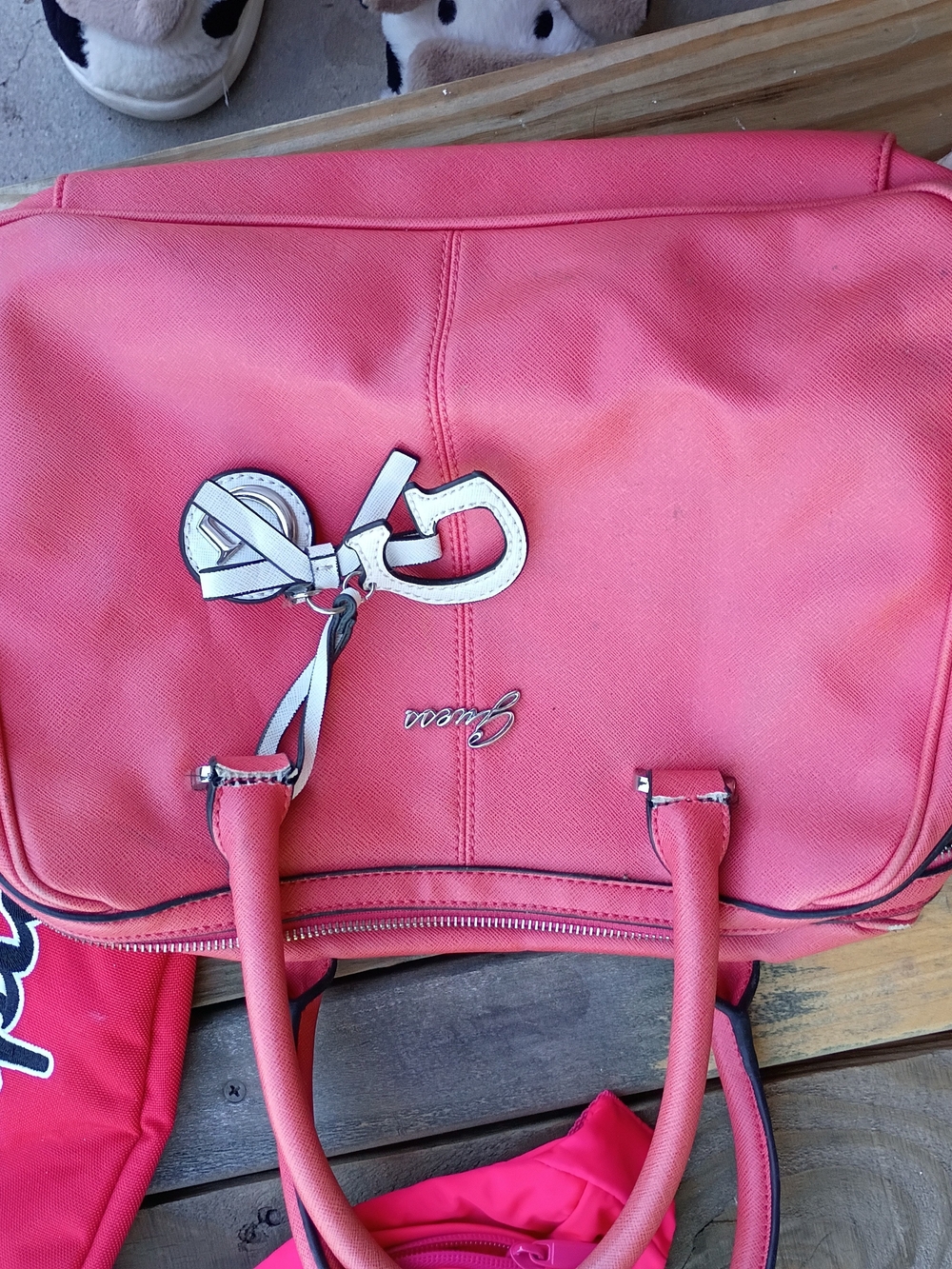 G by Guess Coral Pink Shoulder Tote